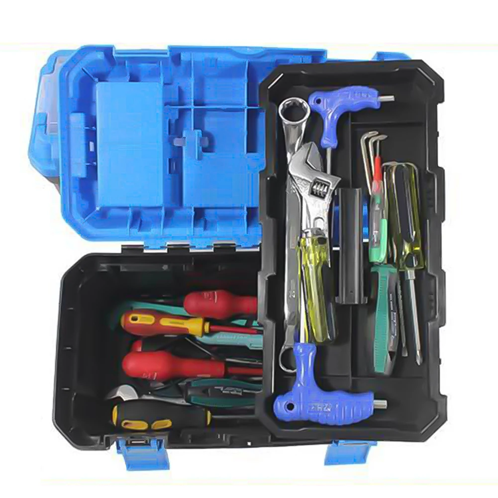 Plastic Tool Box Large-capacity Electrician Work Empty Toolbox Shockproof Tool Storage Box Double Layer Toolbox 2