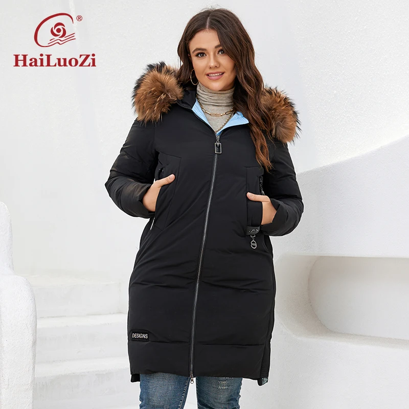 HaiLuoZi2022NewWomensWinterJacketsPlusSizeThickHoodedReal