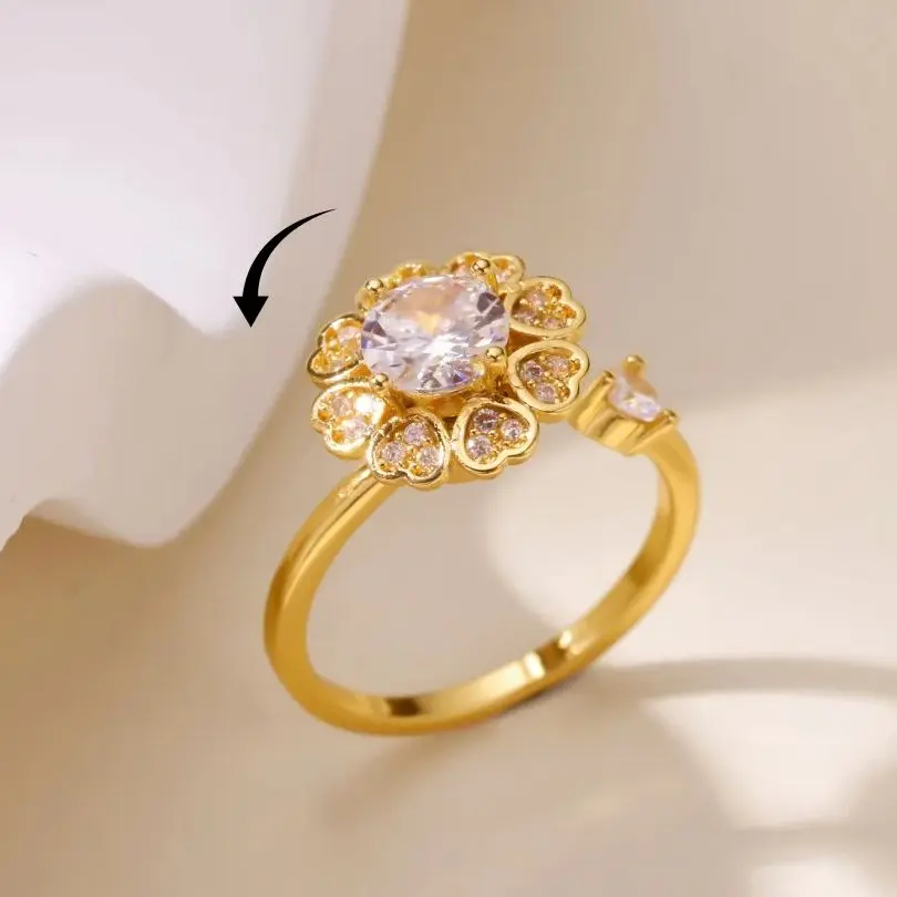 Luxury Fidget Spinner Knuckle Rings For Women Anti Anxiety