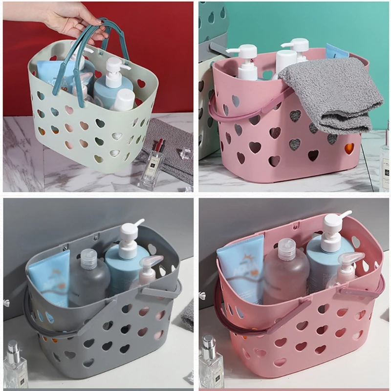 Heart Shaped Portable Shower Caddy Tote Hollow Plastic Storage Basket with  Handle Organizer Bin for Bathroom Kitchen Accessories - AliExpress