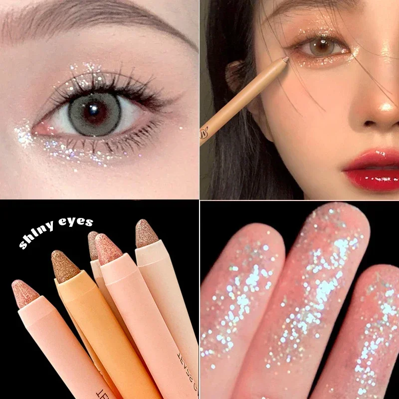 Diamond Glitter Eyeshadow Liner Pencil Face Makeup Highlighter Long lasting Matte Pink Silkworm Champagne Gold Eyeliner Pen