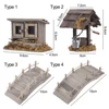 Dollhouse Mini Wooden Arch Bridge with Railing Water Well Chicken Coop Miniature Fairy Garden Micro Landscaping Decoration Model 6