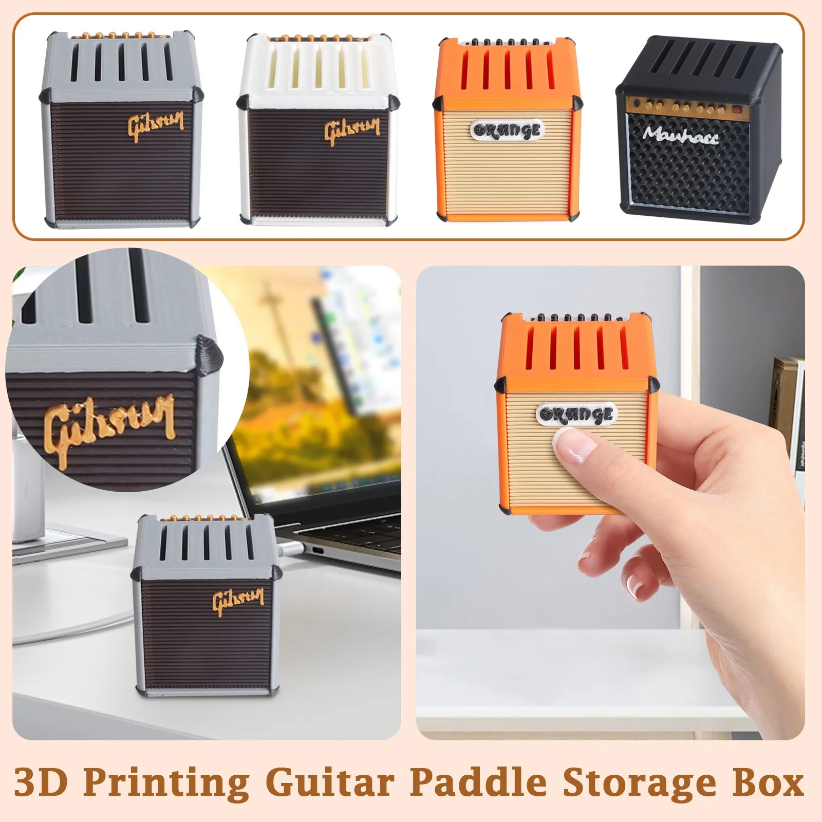Guitar Pick Holder 3D Printed Large-Capacity Portable Waterproof Dustproof Organizer Storage Display
