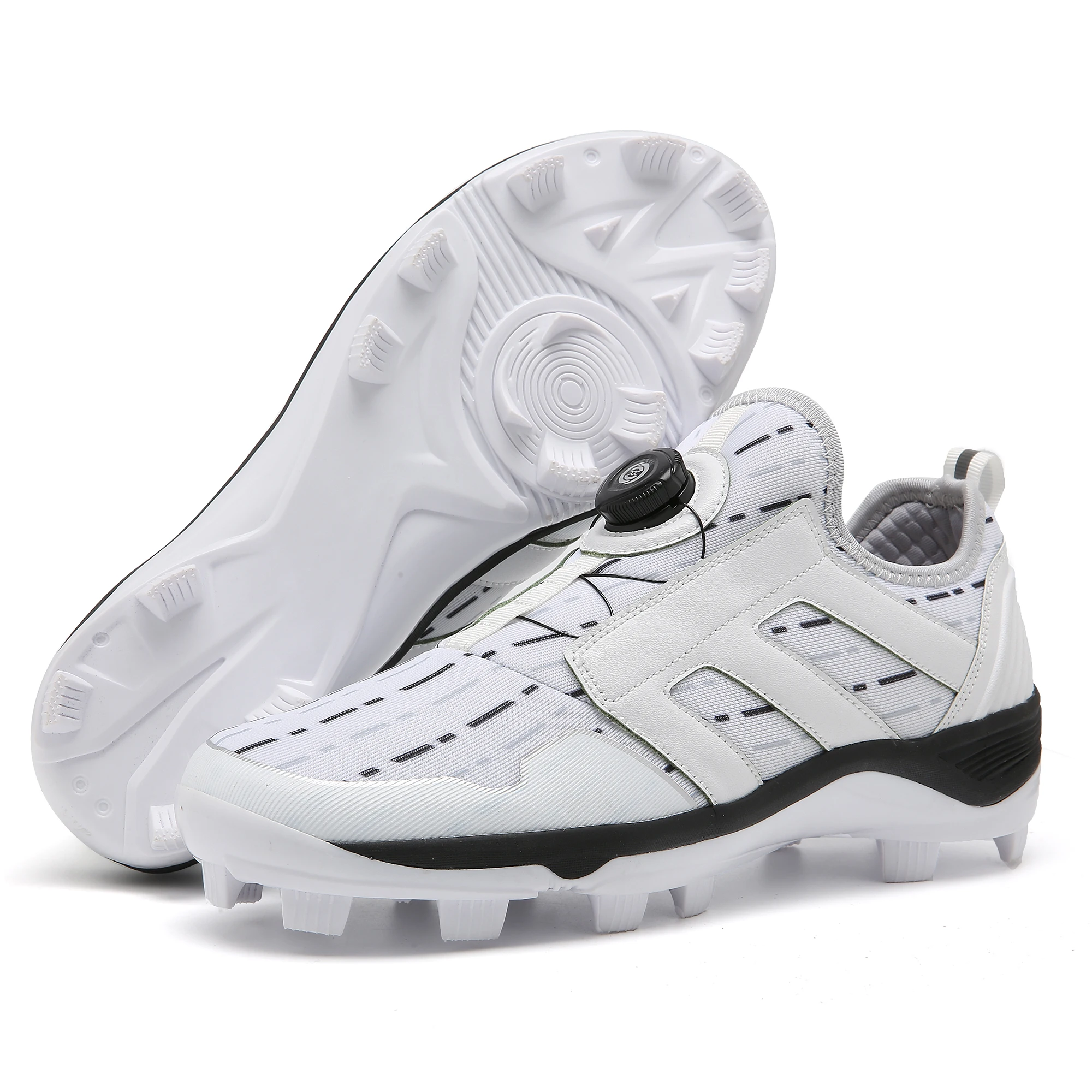 Zapatos de béisbol deportivos para hombre, zapatillas de entrenamiento de atletas profesionales, de alta calidad, para exteriores, color blanco y negro