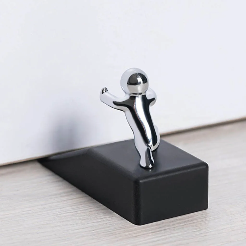 Heavy Duty Cast Iron Door Wedge, Little Man Door Stopper Door Stops Door Block, Creative Bookend Book Stopper 2
