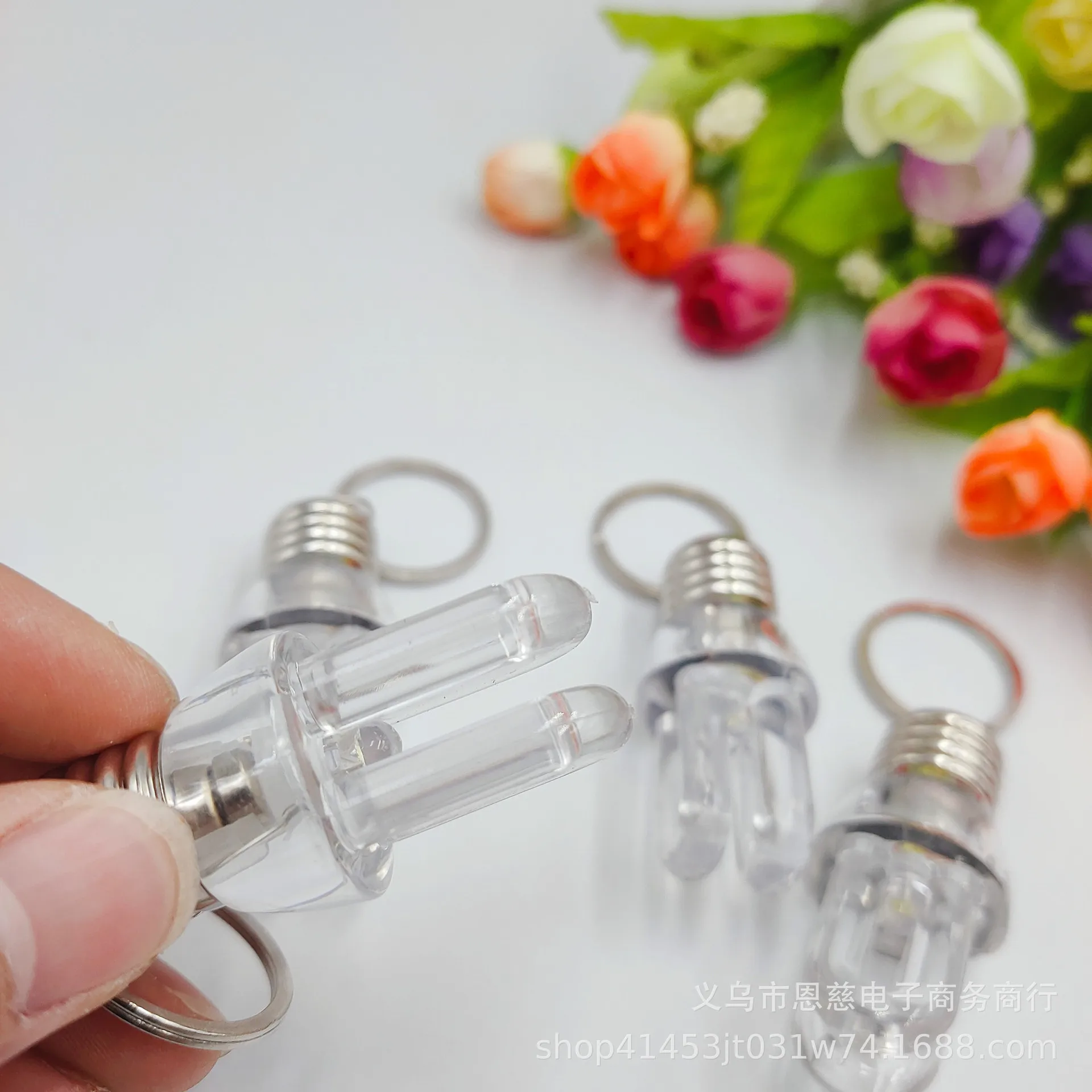 U字型透明LED電球,プラスチックキーホルダー,クリエイティブ