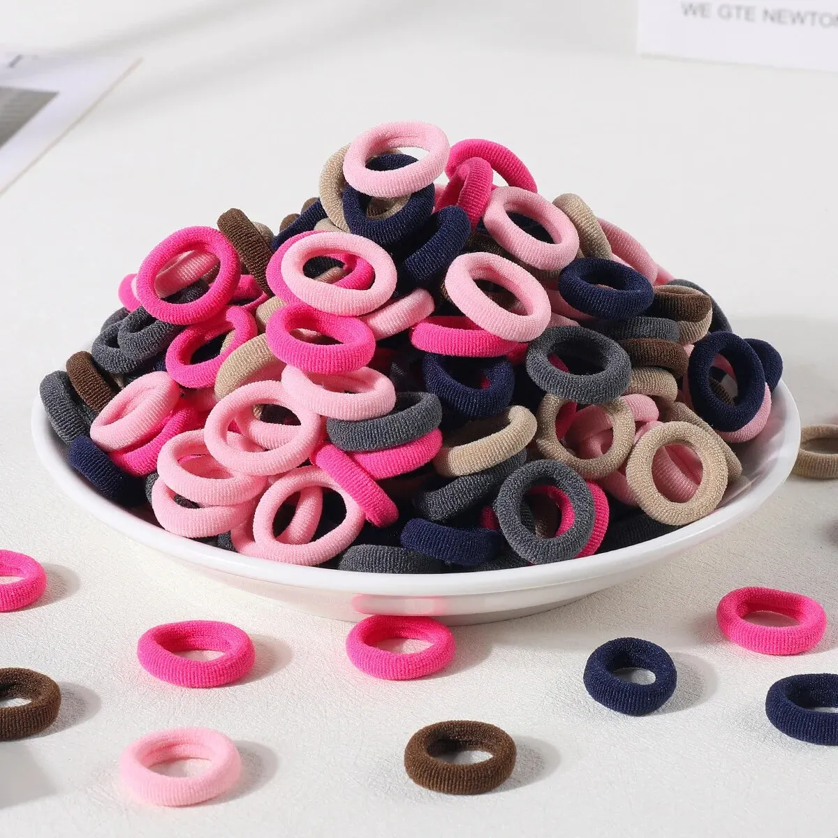 100PCS New Basic Nylon Ealstic Hair Ties for Girls Colorful Hair Band Ponytail Holder Scrunchie Rubber Band Kid Hair Accessories 3