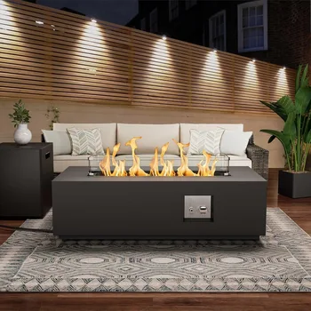 Fire Pit Table Table with Wind Guard and Cover 1