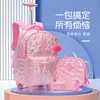 Wheel School Bag Set 18 Inch Student Roll Up Backpack Three 3 Package Pencil Case with Fur Ball Pendant Stylish Lightweight 2