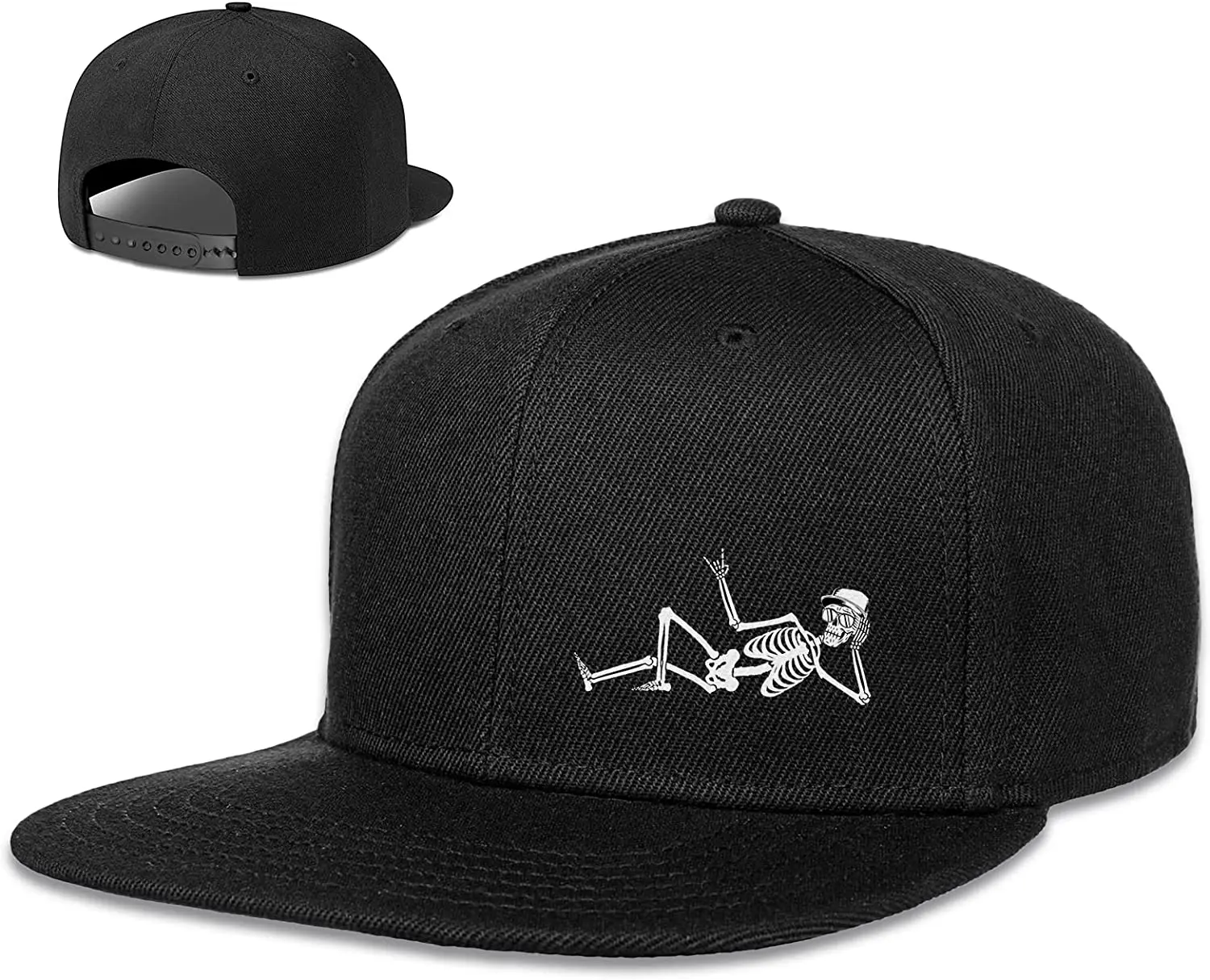 Black Skeleton Lying Snapback Hats for Men Flat Bill Hat Mens Hats Snapback  Black Baseball Cap Gift for Men Women - AliExpress