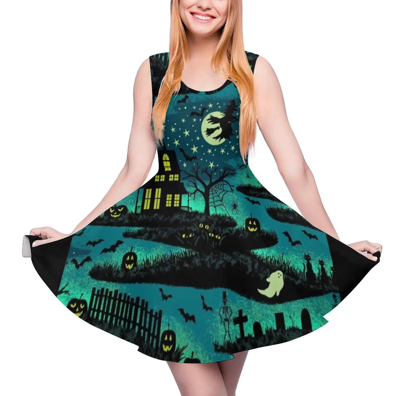 Magical Halloween Night - FoxFire Green Sleeveless Dress Prom gown elegant evening dresses for women 2024