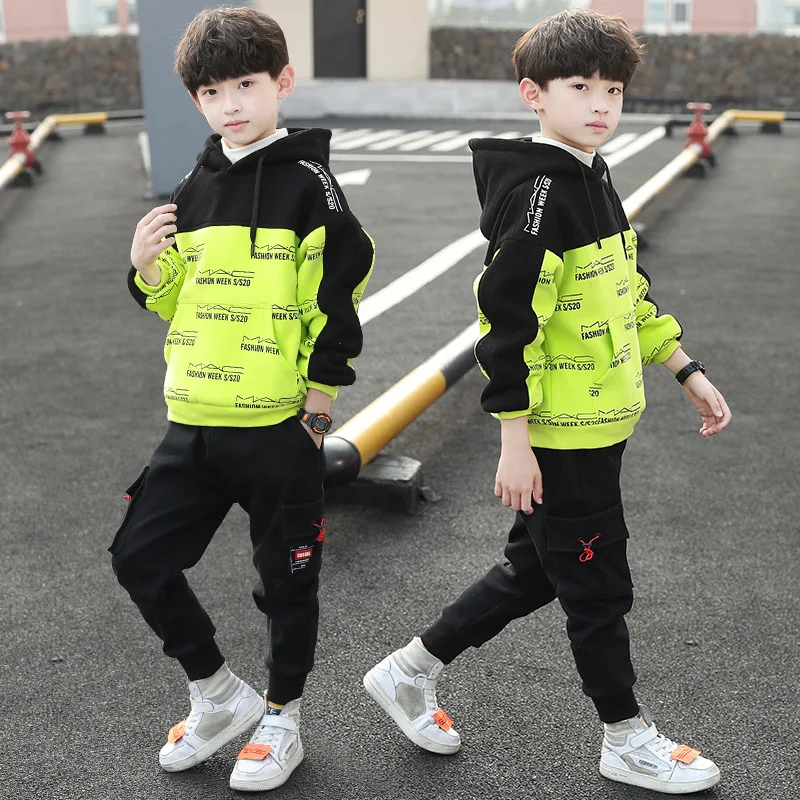 Boys Winter Sweatshirts Hoodie Letter Cotton Pullover Long Sleeve School Children's Costumes Kids Clothes 6 8 10 12 14Years