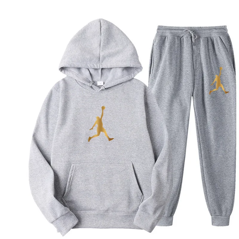 thumbnail image 1 of Conjunto de 2 piezas de otoño con estampado de letras, sudaderas con capucha de marca de tendencia para hombre y mujer, sudaderas con capucha y tops de forro polar, jersey de alta calidad, traje de hi, 1 of 5