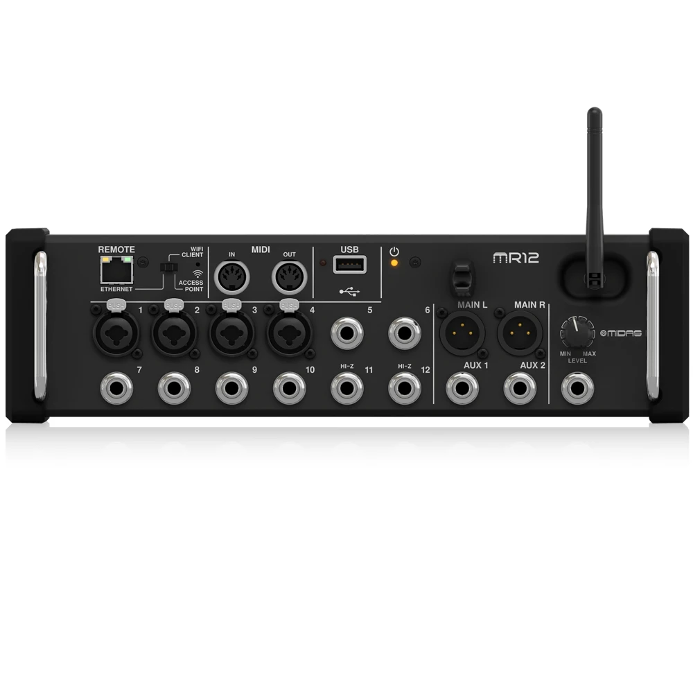 Mixer digital com 12 canais, Mixer controlado por tablet, Midas, MR12