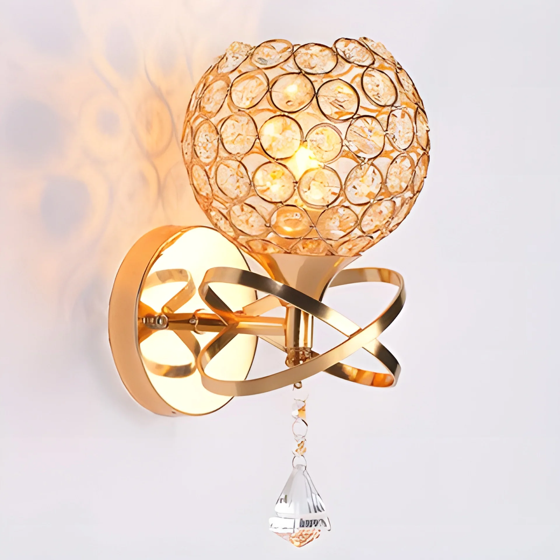 

Hot selling luxury crystal wall lamp bedroom bedside decor wall light indoor stairs balcony lightings nordic decoration home
