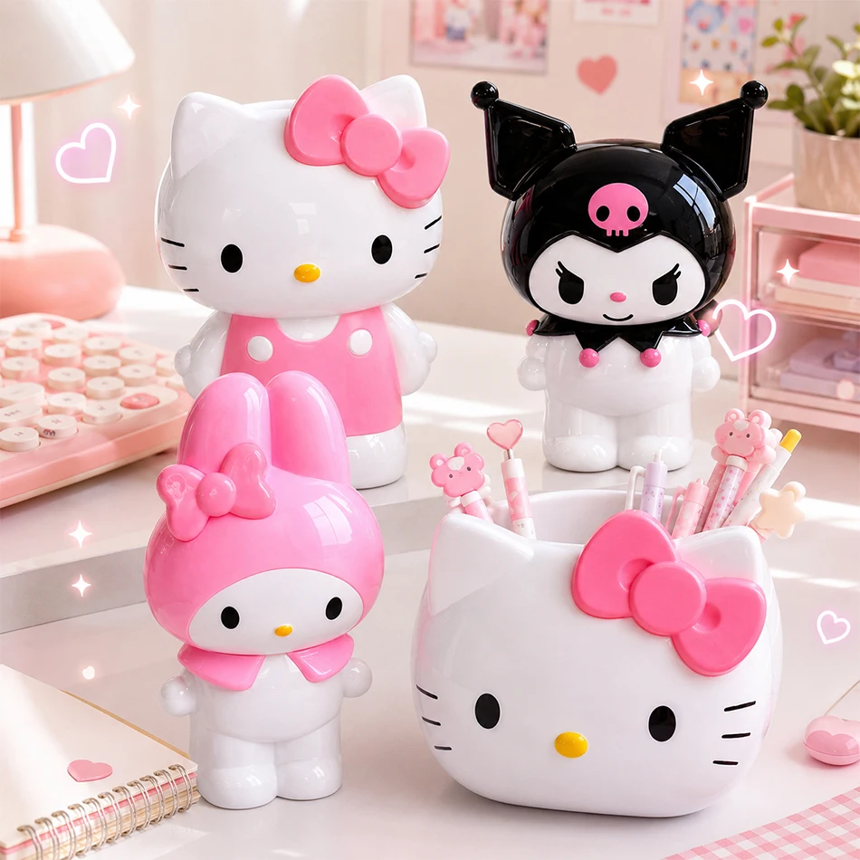 Hello Kitty Sanrio My Melody Niedlicher Stiftbehälter Make-up-Pinselhalter Desktop-Aufbewahrungsbox Wohnheimzimmer-Organizer Geburtstagsgeschenke