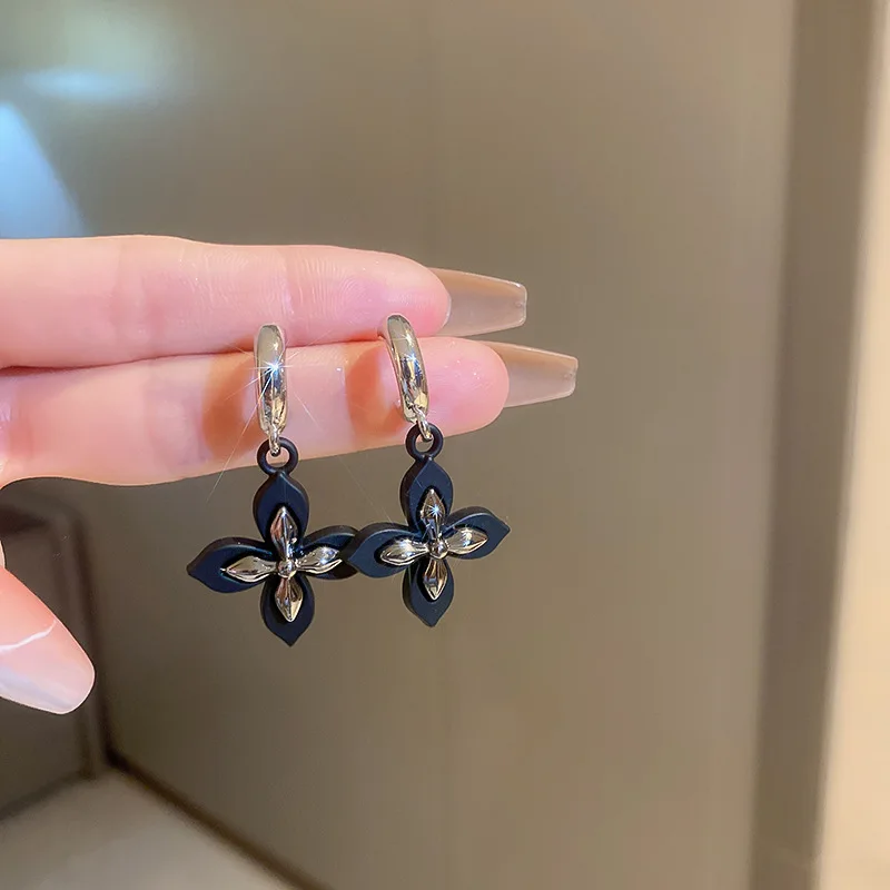 S3259 Fashion Jewelry S925 Silver Needle Flower Dangle Earrings For Women Vintage Niche Design Stud Earrings