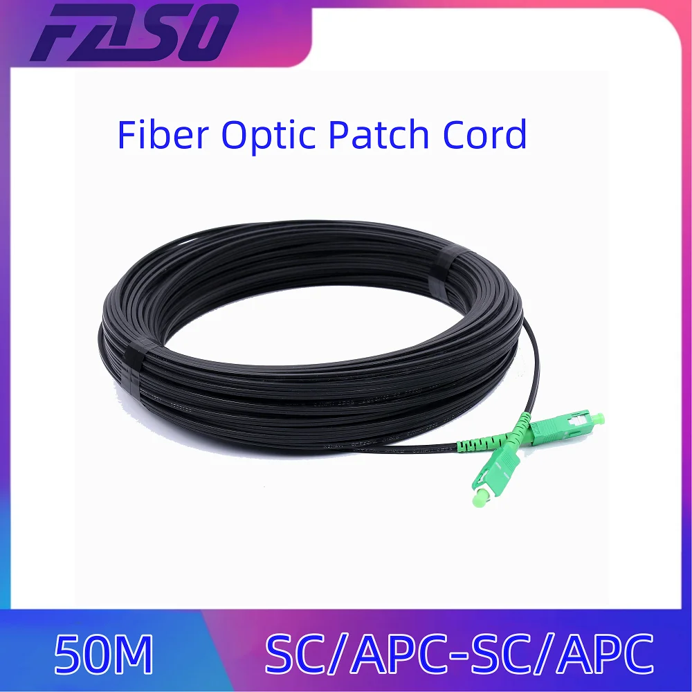 

50M SC/APC Fiber Optic Patch Cord Outdoor Fiber Drop Cable SM SX Optical Cable LSZH Black Jacket Fiber Jumper FTTH Network Cable