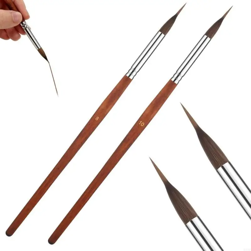 자세한 페인팅을 위한 플라스틱 손잡이 고급 팁 아트 브러쉬 2개 팩 도자기 네일 아트에 이상적인 나일론 라이너 브러쉬 896C