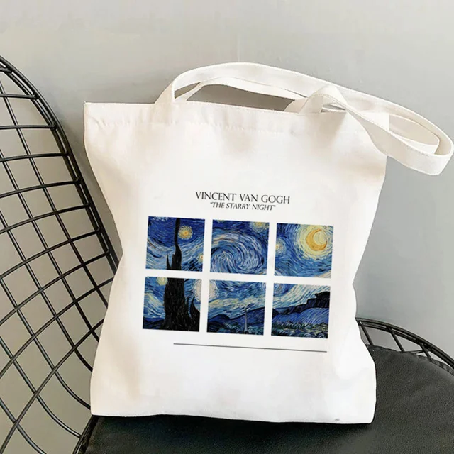 Shopper Van Gogh Img Printed Kawaii Bag Harajuku Women Shopping Bag Canvas Shopper Bag Girl Handbag Tote Bag Shoulder Lady Bag b919