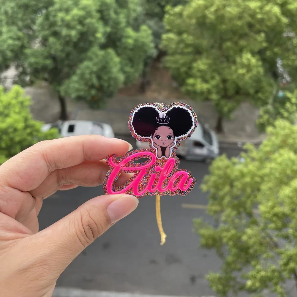

3UMeter Personality Nameplate Pendant Kid Cute Acrylic Cartoon Character Custom Name Necklace Children Gift