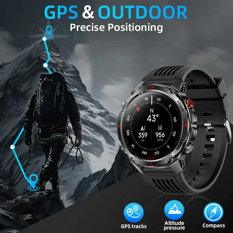 LIGE 2025 New Professional GPS Sport Smart Watch Outdoor RIDE Run Fitness Watches Compass Altimeter 3ATM Waterproof Bracelet Men