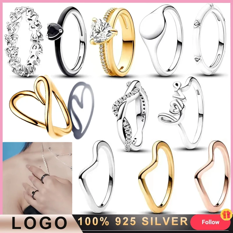 2024 New 925 Sterling Silver Ladies Exquisite Crown Original Sparkling Love Heart Logo Ring Lover DIY Fashion Charm Jewelry 5016 odm classic watches shopping online quartz designer luxury charm womens watchess latest ladies