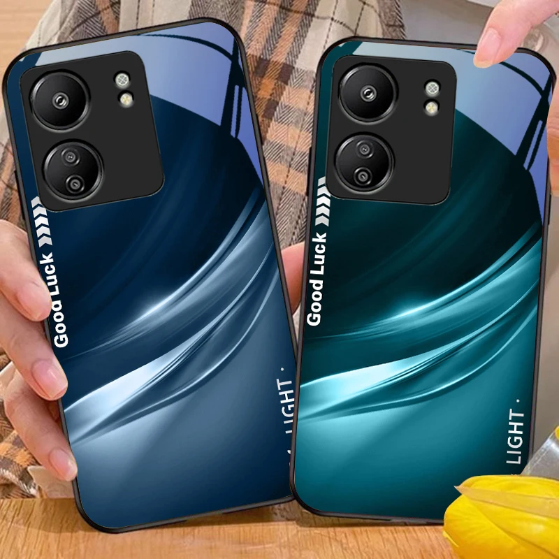 Gradient Soft Green Black Tempered Glass Phone Case