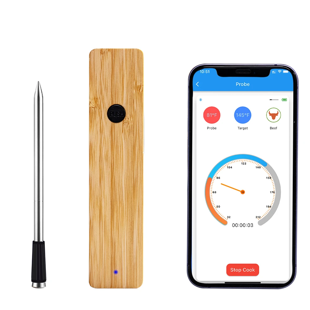 

Умный беспроводной Bluetooth-термометр для гриля, мобильное приложение, водонепроницаемый термометр для мяса, духовки, пищи, термометр