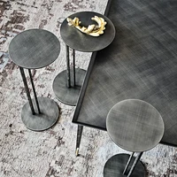 Petite table basse en fer métallique, table d'appoint amovible, table ronde dorée, classique et moderne, luxe 3