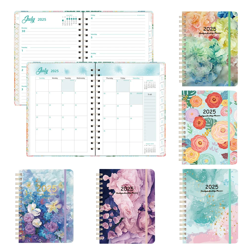Agenda A5 Notebook Spiral Bound Diary Planner with Monthly Tabs Calendar Planner for Office School Kids and Adult Gift