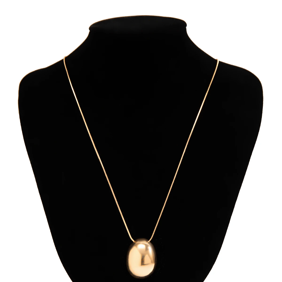 Salircon Punk Aesthetics Collana con ciondolo ovale in metallo color oro, semplice e sottile, con catena a serpenti, collana lunga da donna, gioielli con dichiarazione_voghion.com