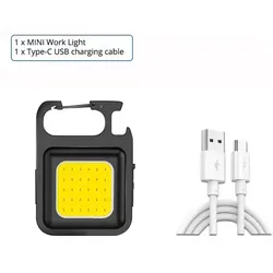 Ultra Bright Portable Keychain Flashlight - USB Rechargeable Mini COB Work Light with Magnet (J031)