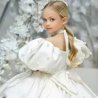 Robes en Satin pour filles, à fleurs, pour fête d'anniversaire, pour enfants moyens et jeunes, modélisation, piste, jeu de Piano, jupe Tutu, nouvelle collection 2025 2