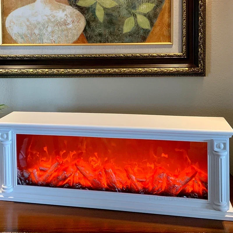 Simulated Fireplaces Home Living Room TV Cabinet Fireplace Flame Lamp Fake Firewood Flame Desktop Decoration Ambient Light