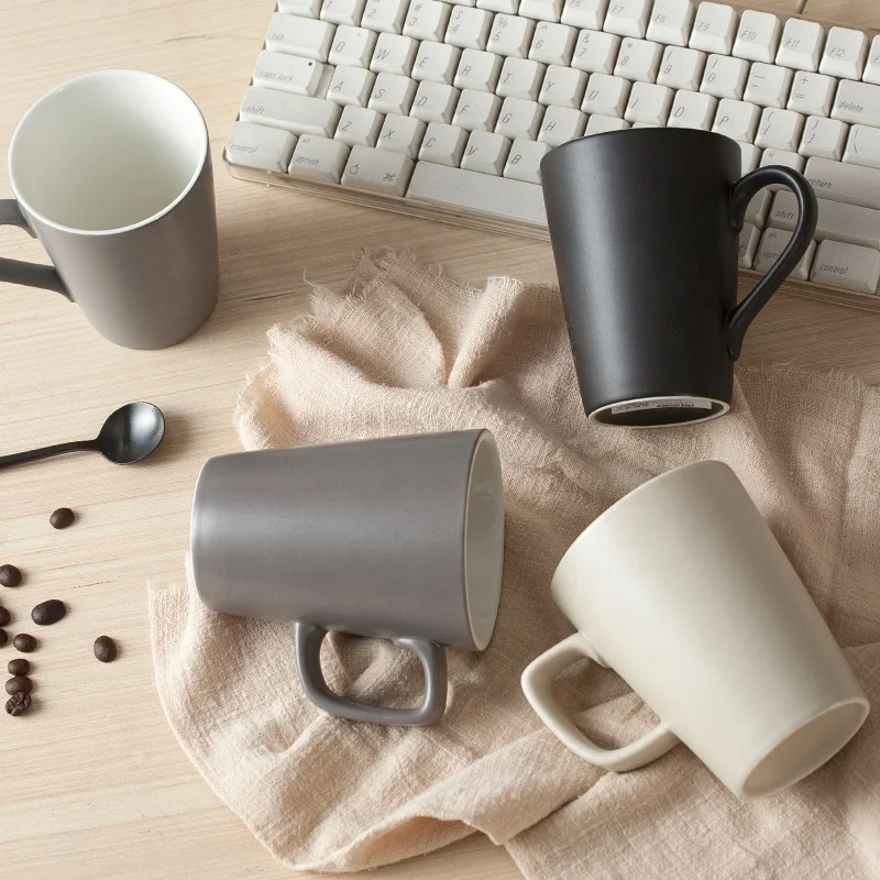 

rustic matte grey brown glaze modern design oven microwave and dishwasher safe coffee ceramic tea cups with handle
