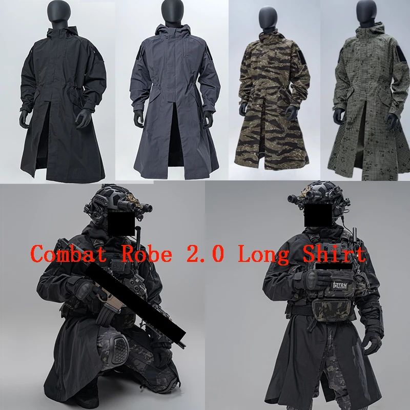 Outdoor tactical combat robe 2.0 long shirt loose A-line long coat ...