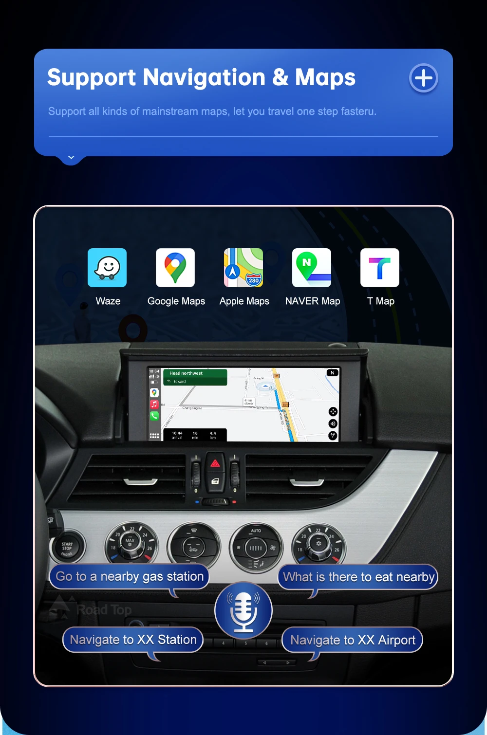 Road Top Wireless Android Auto For BMW Z4 E89 CIC EVO 2009-2018 Carplay Interface Mirror Link Airplay Car Play