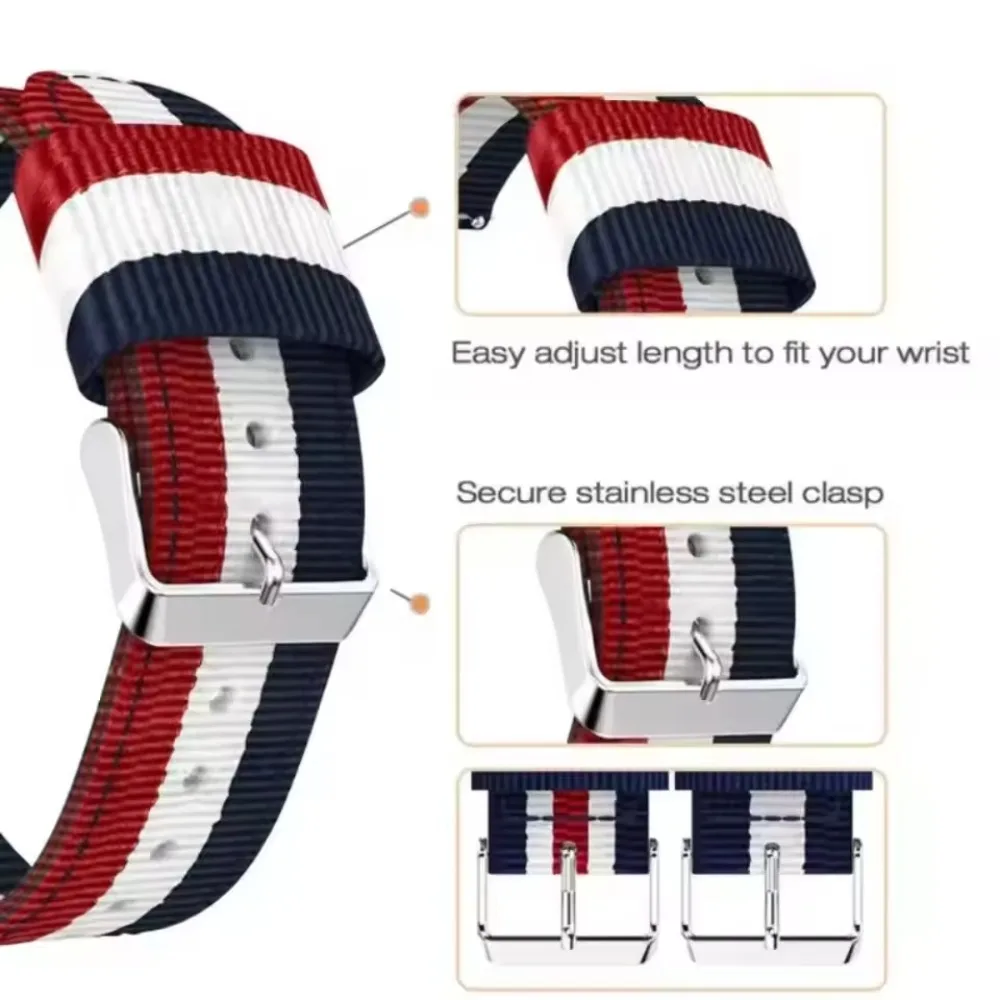 Fashionable Canvas Nylon Loop Strap – 22/20mm Adjustable Comfortable Band