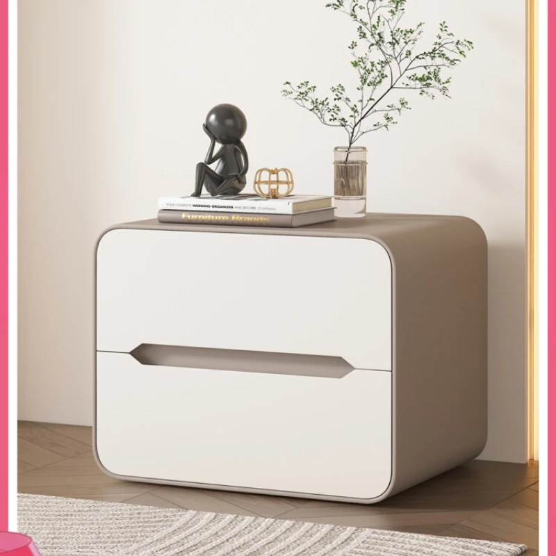 

Online celebrity creative cream style solid wood bedside table, modern and minimalist bedroom, narrow edge bedside table, light