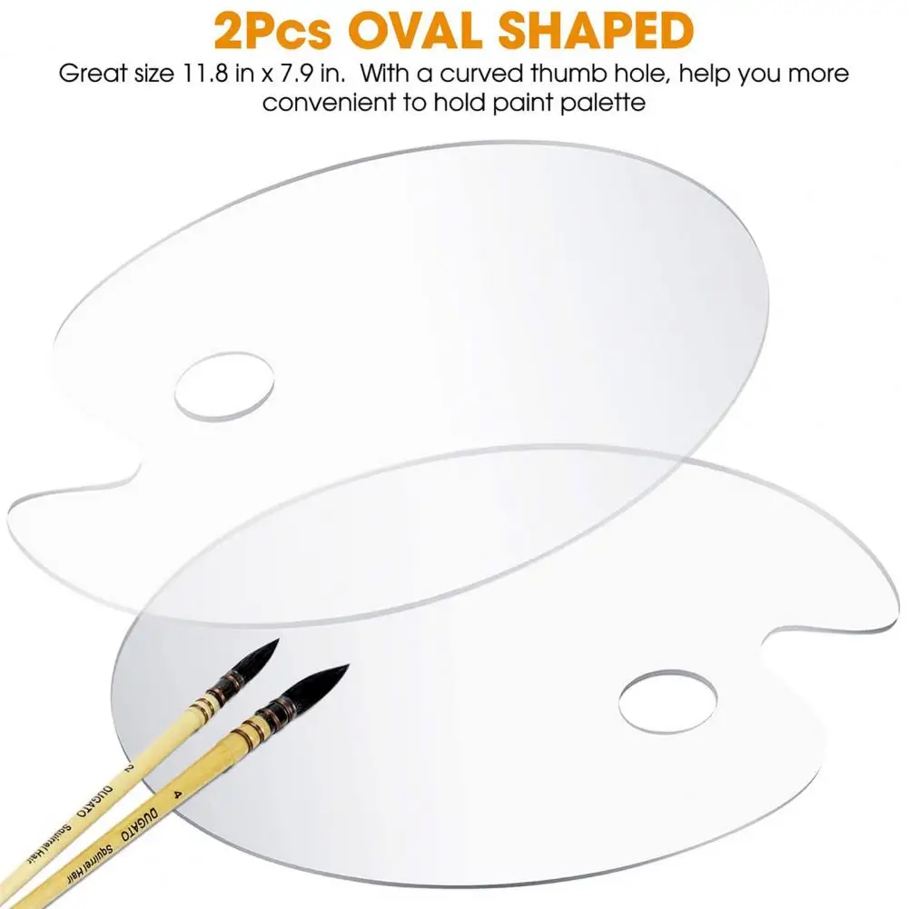 Painting Palette Transparent Non-stick Clear Acrylic Oil Paint Pigment Mixing Tray With Thumb Hole Studio Accessories