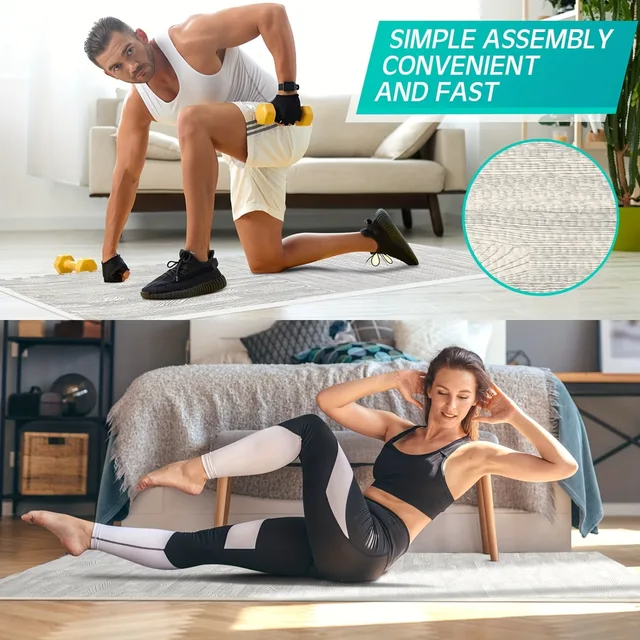 16-Piece Wood Grain Fitness Mat Shock-absorbing and Anti-slip Floor Protection Yoga Mat Home Decor Interlocking Mat 2
