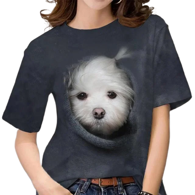 

2023 New Harajuku Animal T-shirt Short Sleeve Plus Size Clothing Camo Summer T-shirt Women 3D Printing Cute Cat Fashion T-shirt