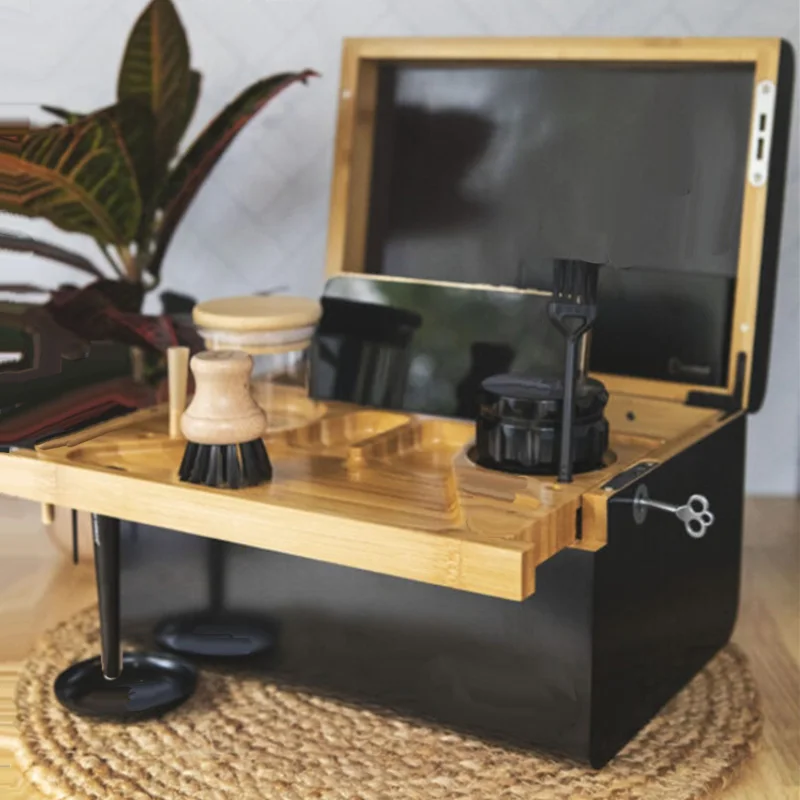 Grande boîte de rangement avec accessoires et plateau à rouler, serrure à combinaison stable, bois de bambou 100% de qualité supérieure, boîte de rangement décorative faite à la main, espace suffisant