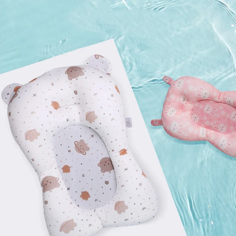 Baby Bath Support Pad Baby Bath Tool Baby Shower Bath Tub Pad Non-Slip Newborn Bathtub Mat Safety Nursing Foldable Support Comfort Body Cushion Mat Pillow Cartoon
