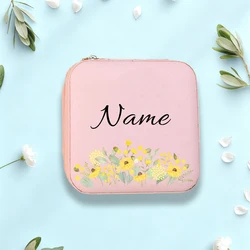 Customized Women's Travel Jewelry Box - Personalized Name Keepsake Gift - Design 3 (Pink)
