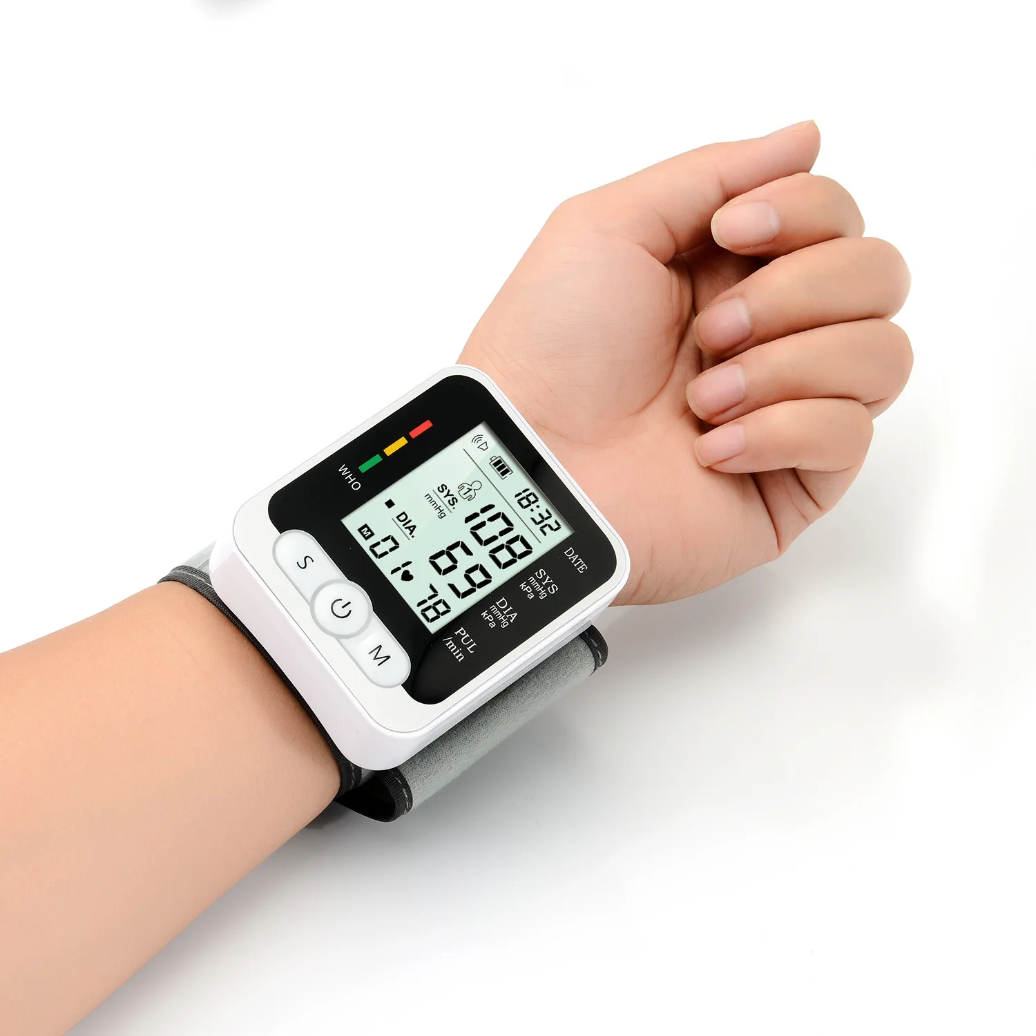 Portable Automatic Sphygmomanometer Medical Digital LCD Display Wrist Blood Pressure Monitor Pulse Heart Rate Monitor Tonometer