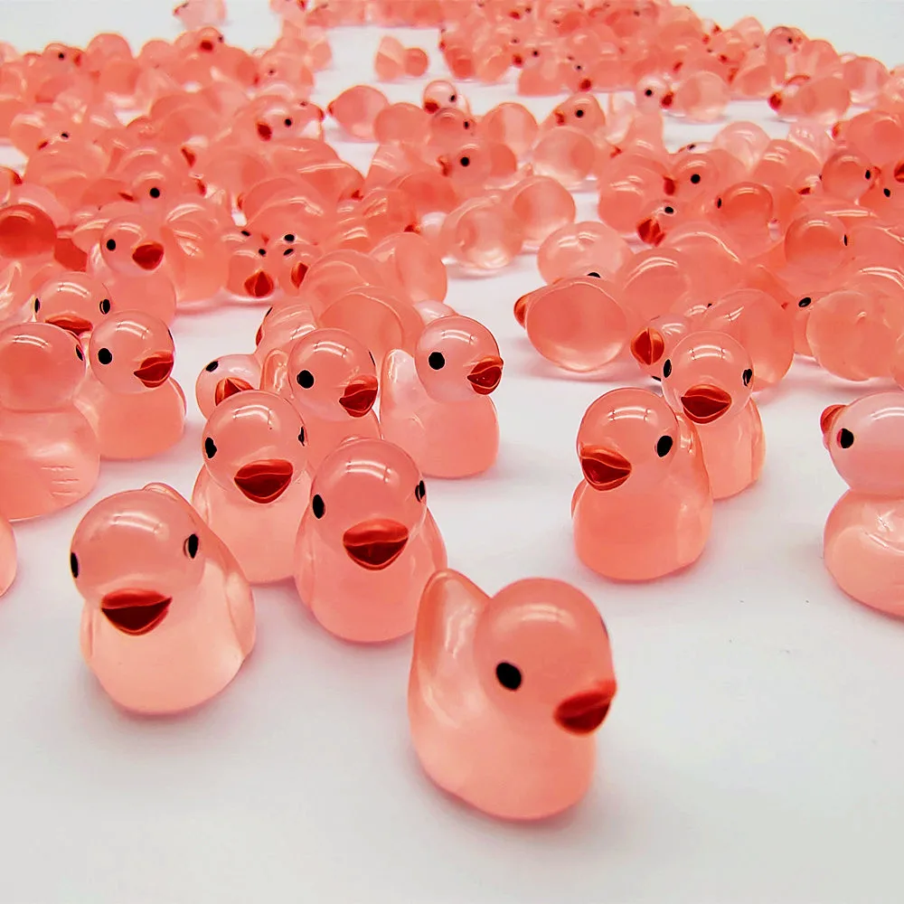2050Pcs Mini Ducks Light Red Luminous Resin Duck Miniature Figurines