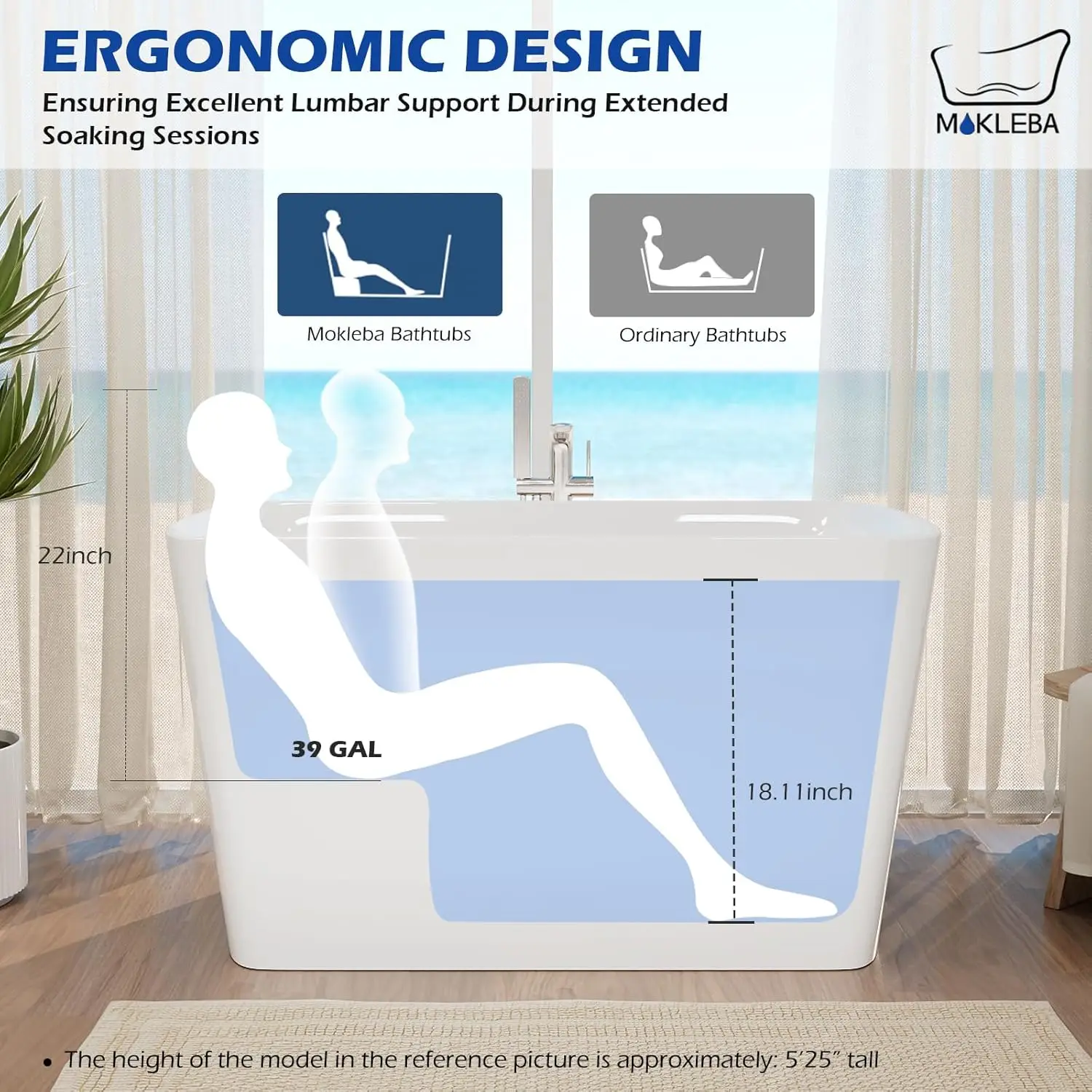 47 inch Lucite Acrylic Freestanding Bathtub Square Shape Soaking Tub with Seat Desgin Toe tap Chrome Right Drain Glossy White 3
