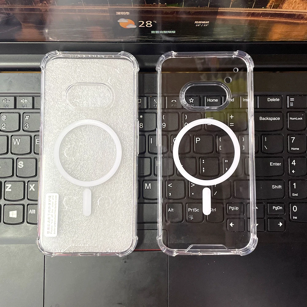 무선 충전 전화 2A 2 1 케이스 자석 Magsafe 소프트 실리콘 범퍼 하드 아크릴 백 에어백 코너 커버 쉘